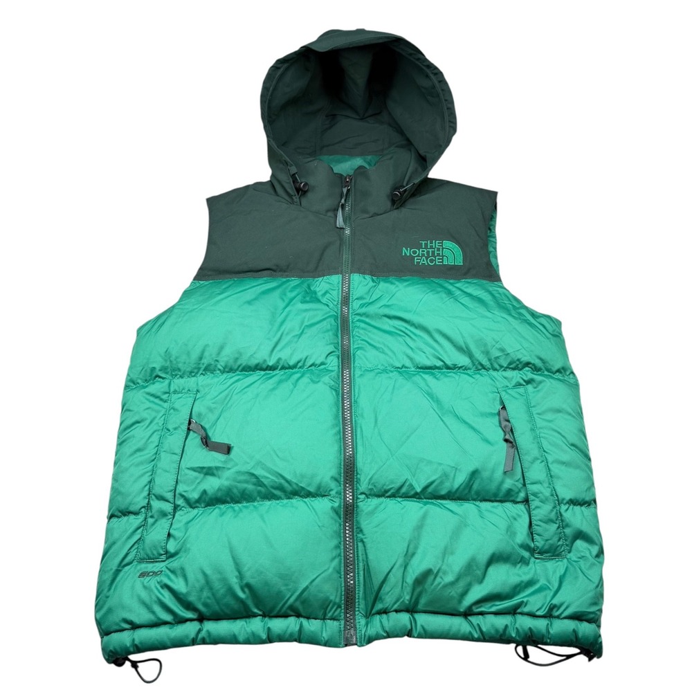 The North Face Women's M 600 Fill Down Hooded Puffer Vest Green Colorblock F20
